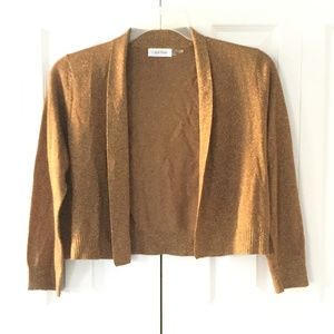 Womens Calvin Klein gold cardigan/bolero